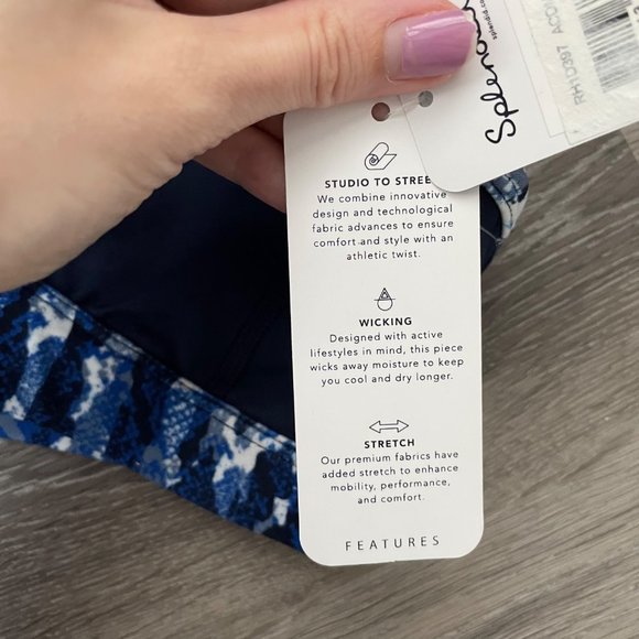 NWT Splendid Blue Snakeskin Printed Sports Bra XS Women's Strappy in Back - Picture 6 of 8